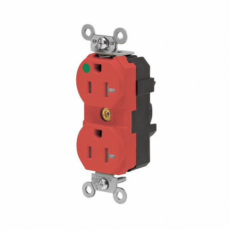 LEVITON MT830-ILR Receptacle, Duplex, 5-20R, 20 A, 125V AC, Red, 2 Poles, Modular Wiring | CR9HXA 792UP1