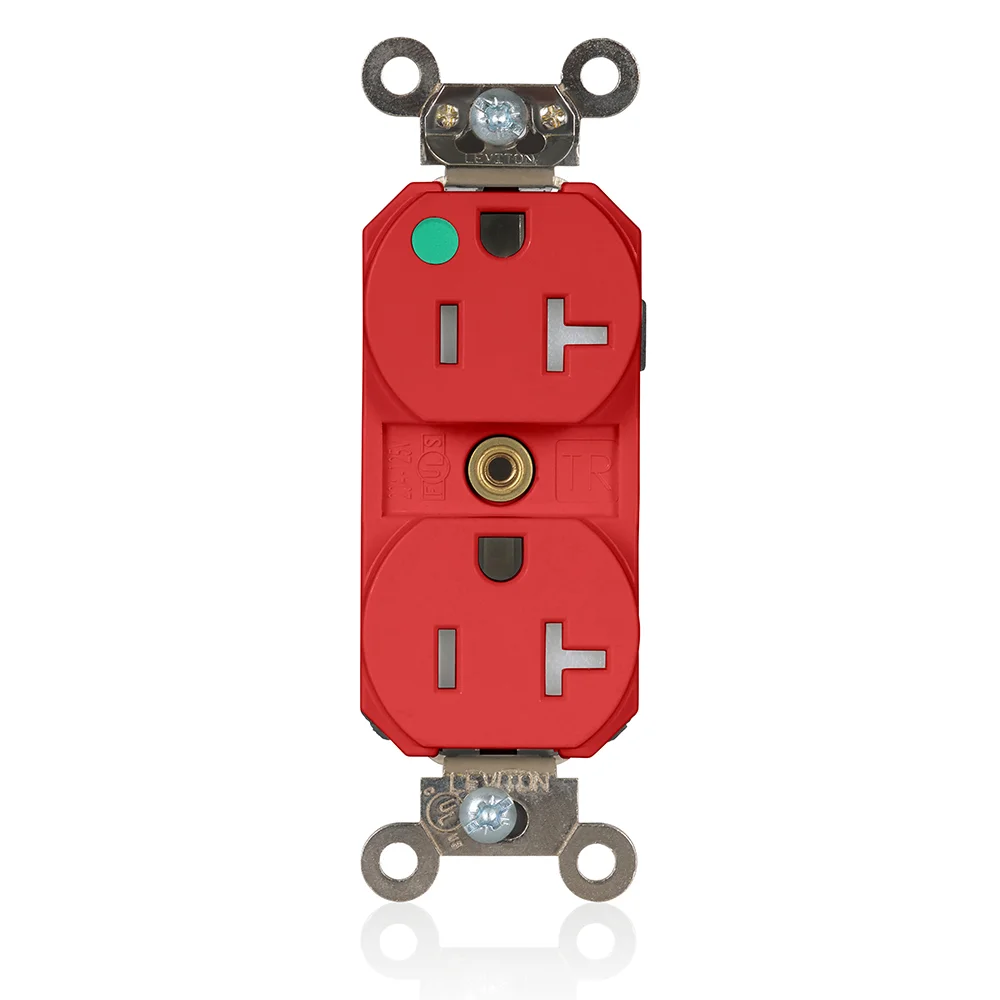 LEVITON MT830-ILR Receptacle, Duplex, 5-20R, 20 A, 125V AC, Red, 2 Poles, Modular Wiring | CR9HXA 792UP1