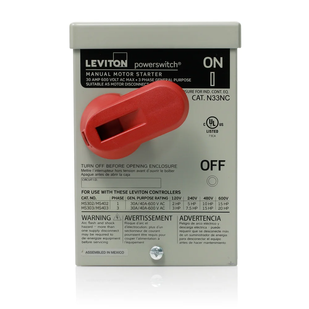 Switch Enclosure, For Use With 30/40 A Motor Starter Switches, Steel, Gray
