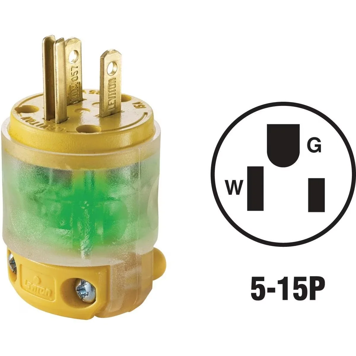 15A 125V 3-Wire 2-Pole Illuminated Cord Plug