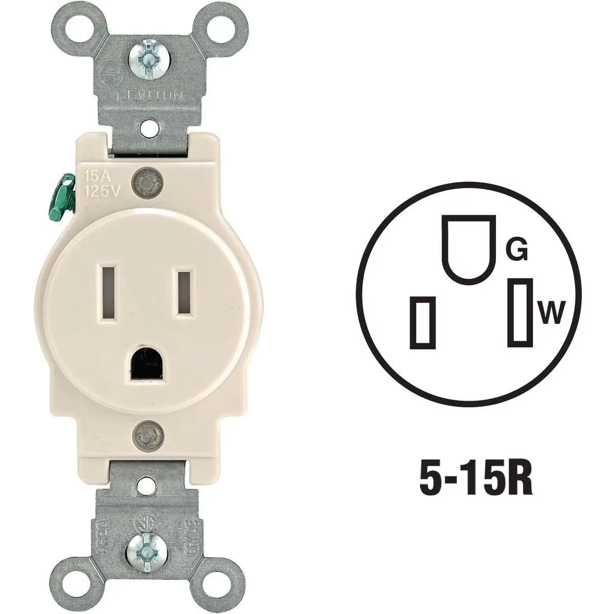 15A Light Almond Commercial Grade 5-20R Tamper Resistant Single Outlet