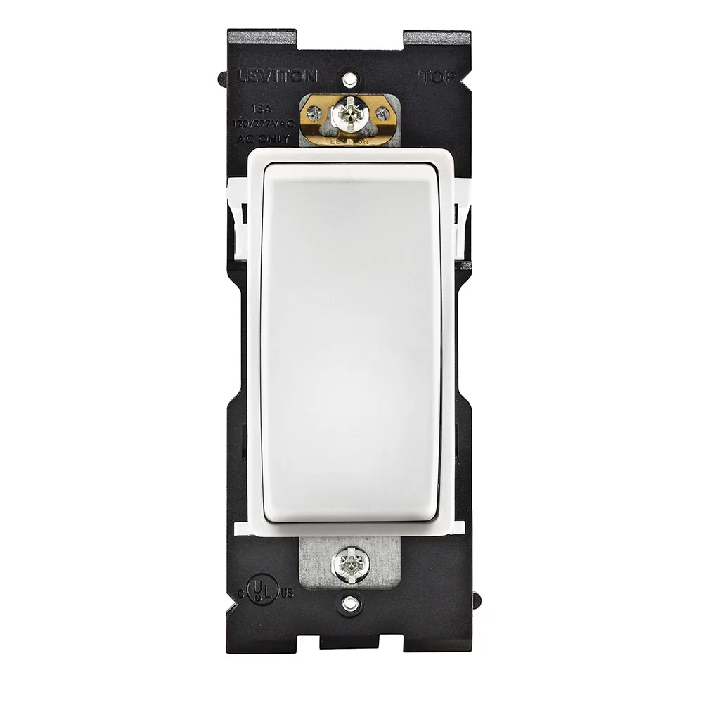 Self-Grounding Dimmer Switch, 120/277 VAC, 15 A, 60 Hz, White on White, Polycarbonate