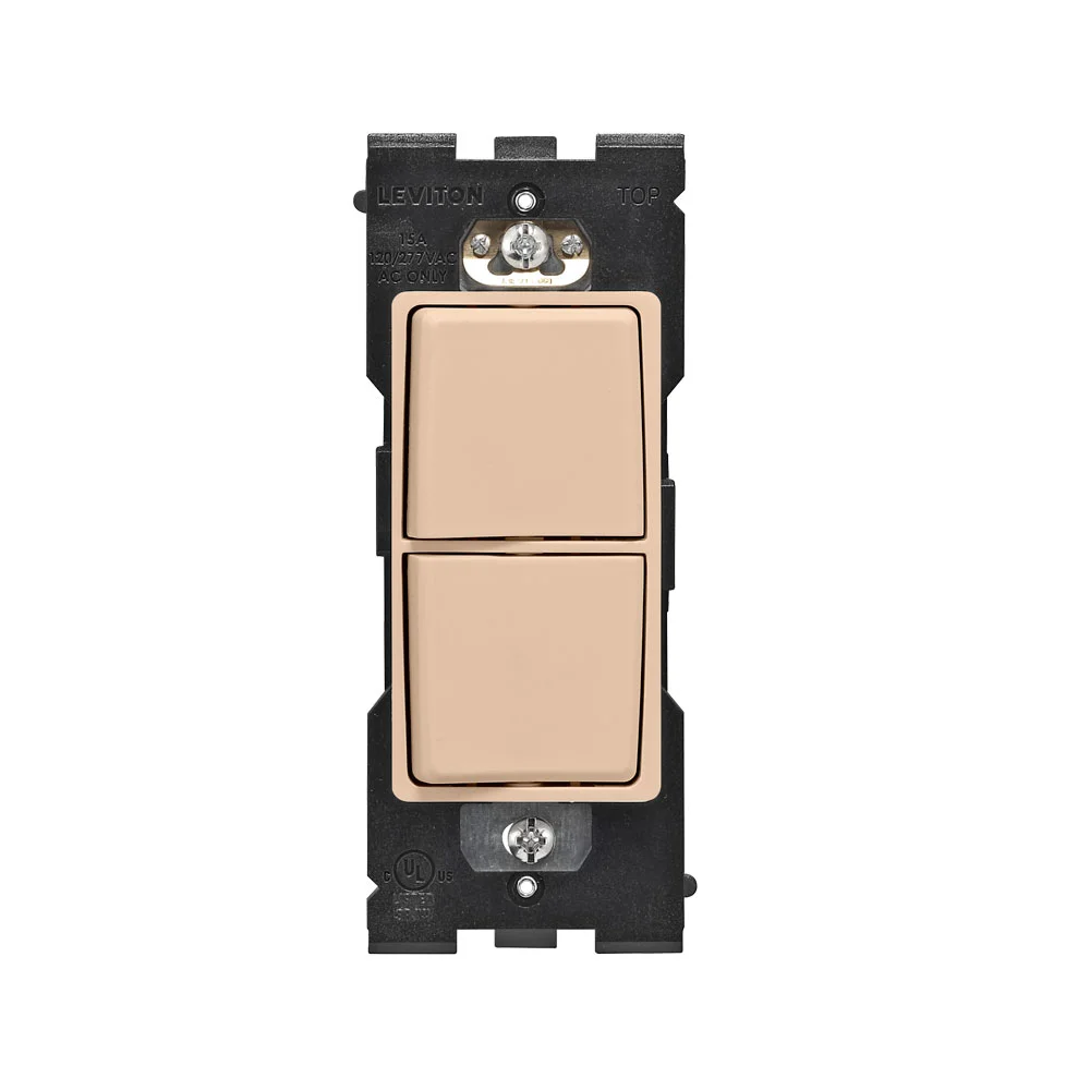 Combination Switch, 15 A, 120/277 VAC, 1 Pole, Dapper Tan