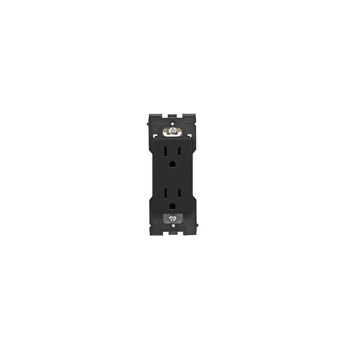 Duplex Self-Grounding Tamper Resistant Straight Blade Receptacle, 125 VAC, 15 A, Onyx Black