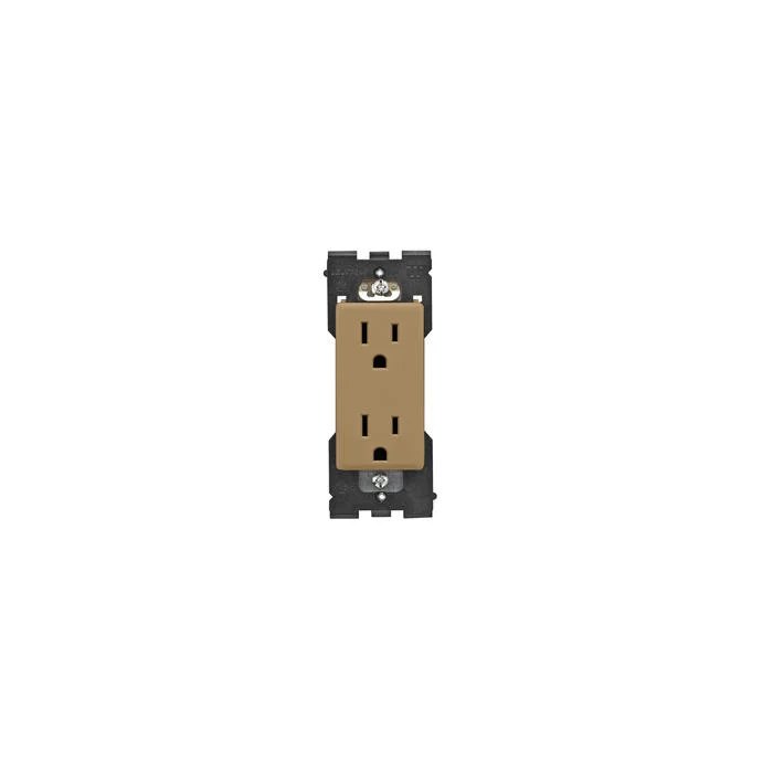 Self Grounding Tamper Resistant Receptacle, 125 VAC, 15 A, Warm Caramel