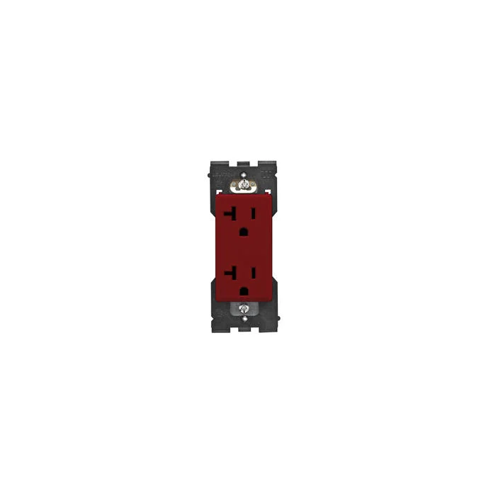 Self Grounding Tamper Resistant Receptacle, 125 VAC, 20 A, Red Delicious