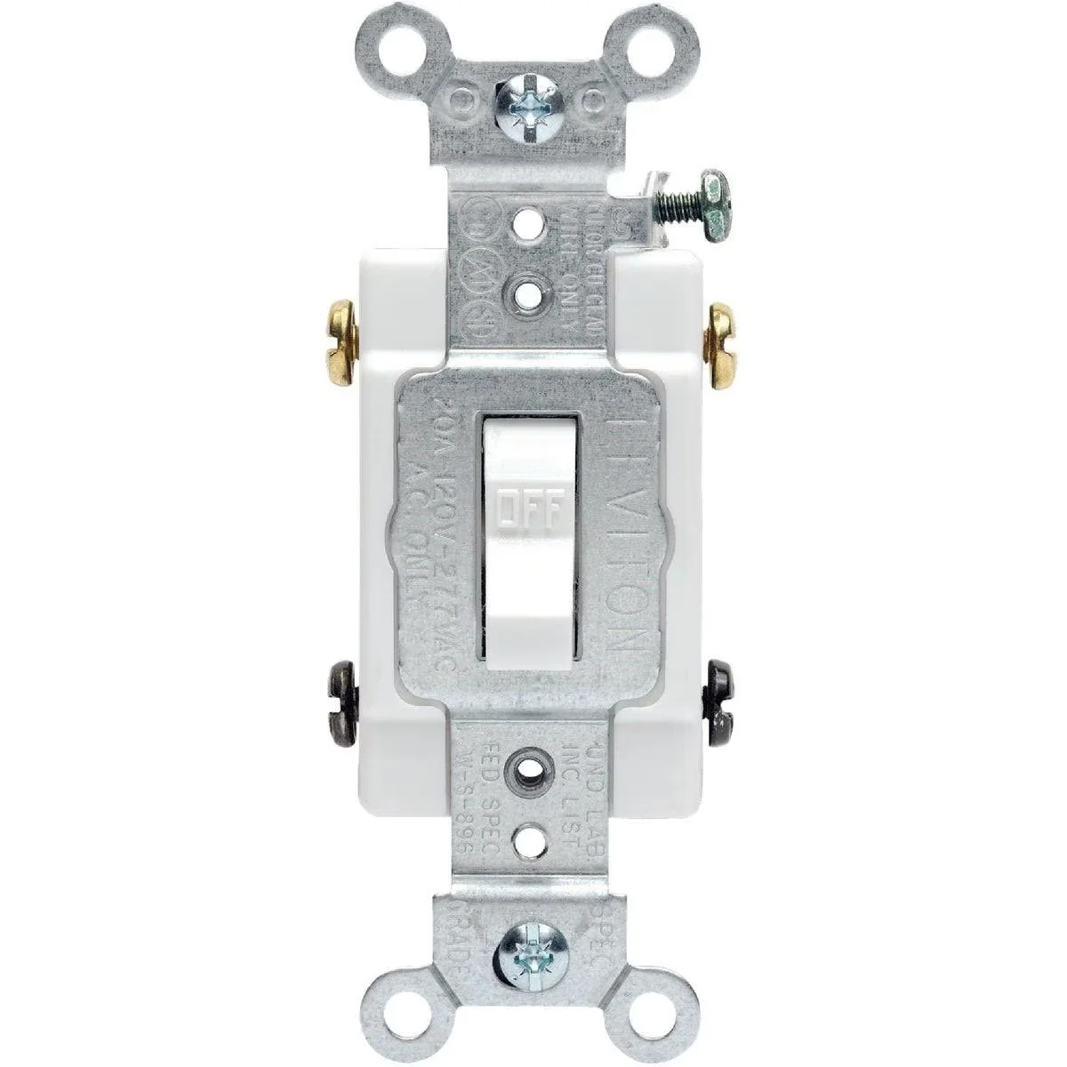 Toggle White 20A Grounded Quiet Double Pole Switch