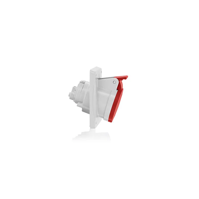 Splashproof Pin and Sleeve Receptacle, 600 VAC/250 VDC, 32 A, 4 Poles, 5 Wires, Red