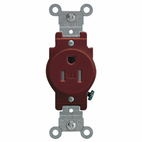 LEVITON T5015 Receptacle, Single, 5-15R, 15 A, 125V AC, Brown, 2 Poles, Screw Terminals | CR9JBE 792UP4