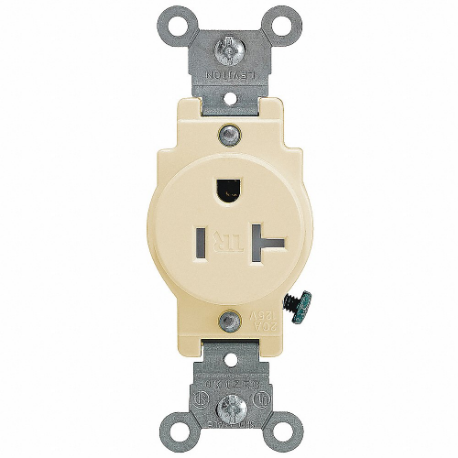 LEVITON T5020-I Receptacle, Single, 5-20R, 20 A, 125V AC, Ivory, 2 Poles, Screw Terminals | CR9JCR 792UP8