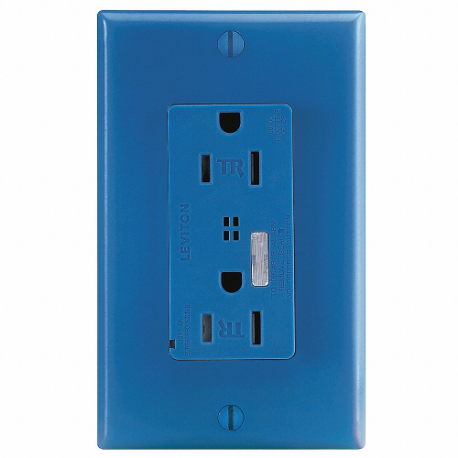 LEVITON T5280-B Receptacle, Decorator Duplex, 5-15R, 125V AC, 15 A, 2 Poles, Blue, Screw Terminals | CR9HPX 792UR1