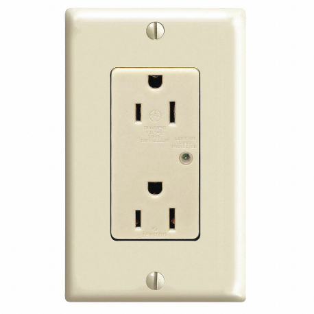 LEVITON T5280-I Receptacle, Decorator Duplex, 5-15R, 125V AC, 15 A, 2 Poles, Ivory, Screw Terminals | CR9HQE 792UR2