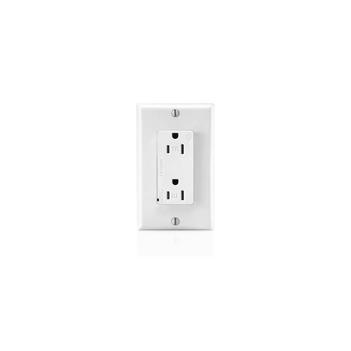 Duplex Straight Blade Surge Protective Receptacle, 15 A, 125 VAC, 2 Poles, 5 kA SCCR, White, Polycarbonate