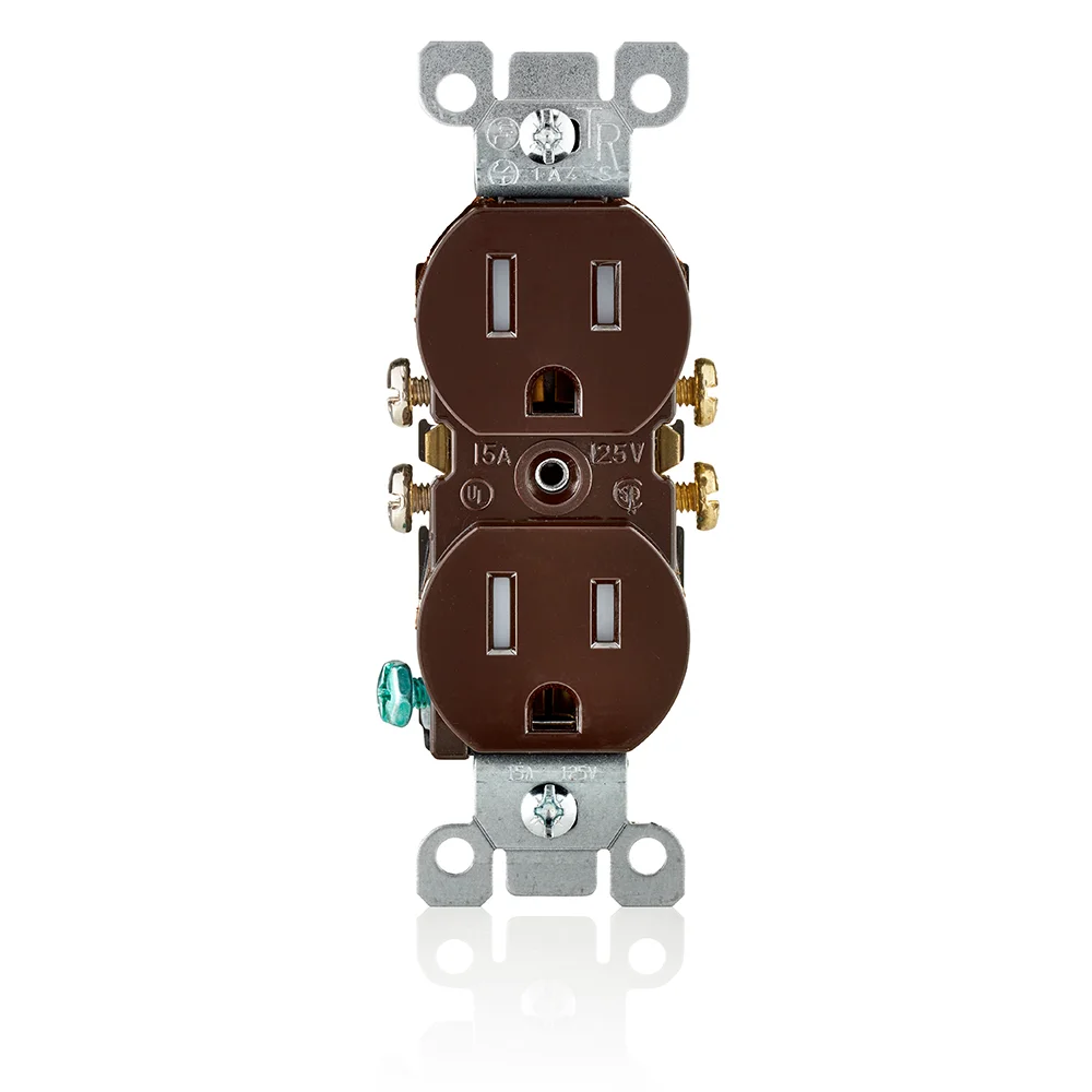 LEVITON T5320 Receptacle, Duplex, 5-15R, 15 A, 125V AC, Brown, 2 Poles, Push Inch Size, Tamper Resistant | CR9HTU 792UR3