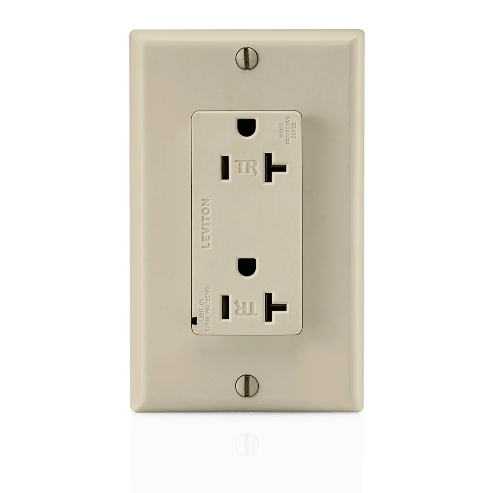 LEVITON T5380-I Receptacle, Decorator Duplex, 5-20R, 125V AC, 20 A, 2 Poles, Ivory, Screw Terminals | CR9HQY 792UR5
