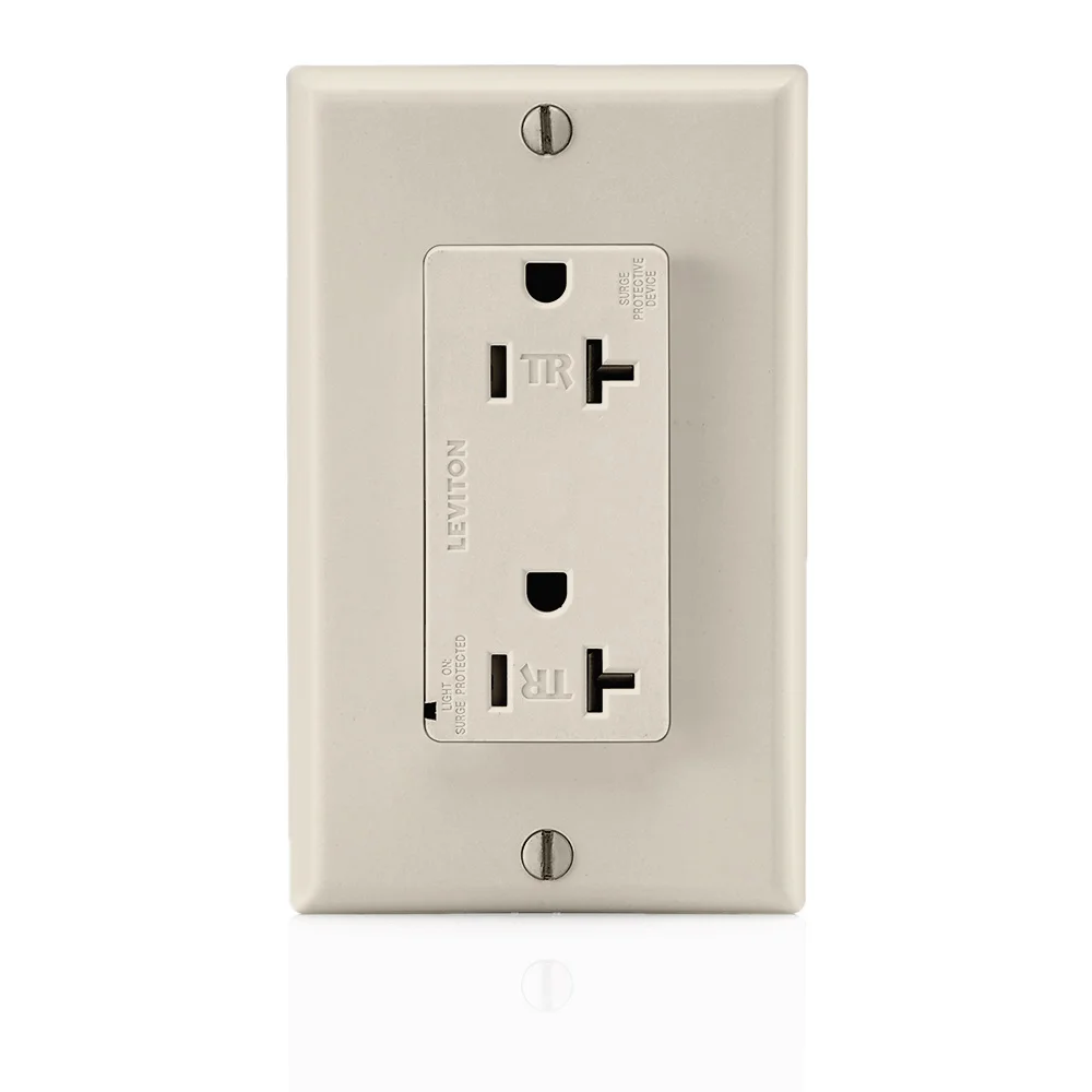 Duplex Tamper Resistant Straight Blade Receptacle, 125 VAC, 20 A, 2 Poles, 3 Wires, Light Almond