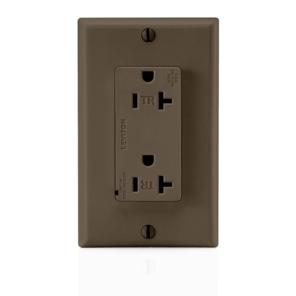 Type 3 2-Pole 3-Wire Self-Grounding Tamper Resistant Straight Blade Surge Protective Receptacle, 125 VAC, 20 A