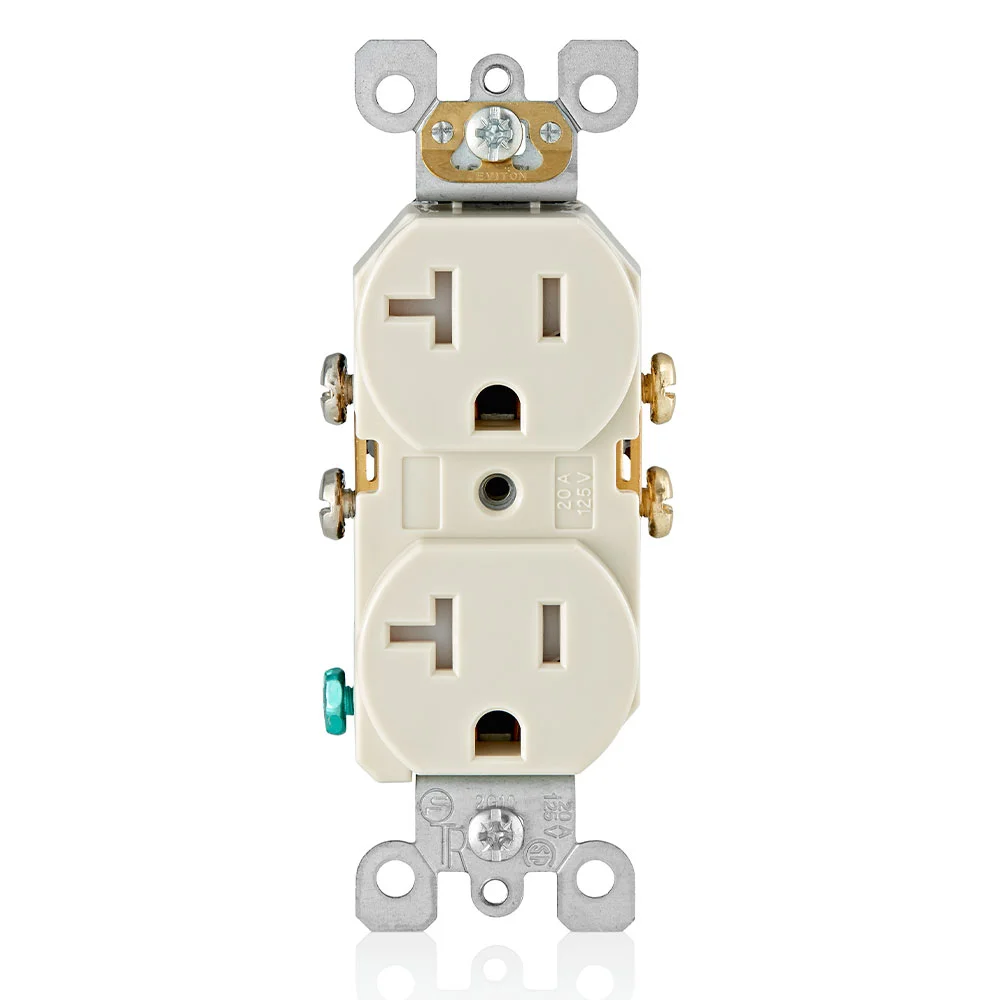 LEVITON T5820-T Receptacle, Duplex, 5-20R, 20 A, 125V AC, Light Almond, 2 Poles, Screw Terminals | CR9HWW 792UT0