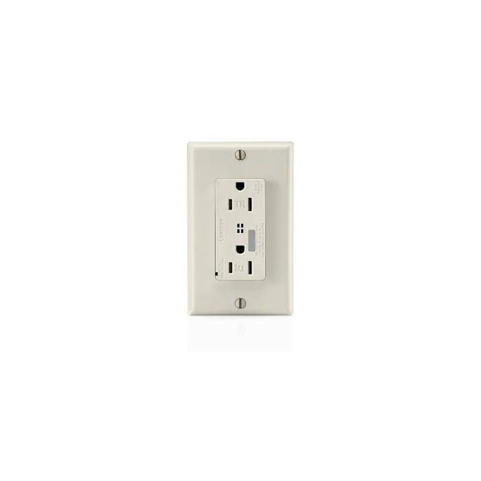 Type SPD3 Duplex Self-Grounding Straight Blade Receptacle, 125 VAC, 15 A, 2 Poles, 3 Wires, White