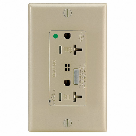 LEVITON T8380-I Receptacle, Decorator Duplex, 5-20R, 20 A, 125V AC, Ivory, 2 Poles, Screw Terminals | CR9HRV 792UT4