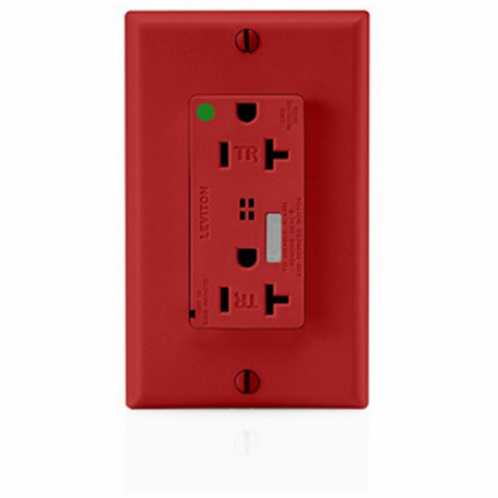 LEVITON T8380-R Receptacle, Decorator Duplex, 5-20R, 20 A, 125V AC, Red, 2 Poles, Screw Terminals | CR9HTA 792UT5