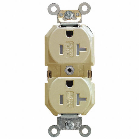 LEVITON TBR20-I Receptacle, Duplex, 5-20R, 20 A, 125V AC, Ivory, 2 Poles, Screw Terminals | CR9HWN 792UT8