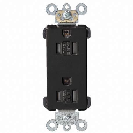 LEVITON TDR15-E Receptacle, Decorator Duplex, 5-15R, 15 A, 125V AC, Black, 2 Poles, Screw Terminals | CR9HQG 792UU4