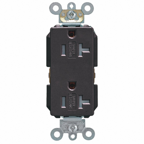 LEVITON TDR20-E Receptacle, Decorator Duplex, 5-20R, 20 A, 125V AC, Black, 2 Poles, Screw Terminals | CR9HRG 792UU9