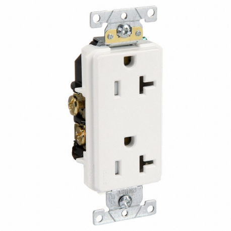 LEVITON TDR20-W Receptacle, Decorator Duplex, 5-20R, 20 A, 125V AC, White, 2 Poles, Screw Terminals | CR9HTF 792UV2