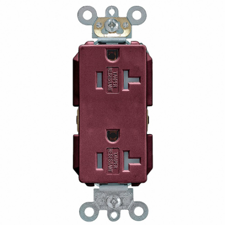 LEVITON TDR20 Receptacle, Decorator Duplex, 5-20R, 20 A, 125V AC, Brown, 2 Poles, Screw Terminals | CR9JAN 792UU8