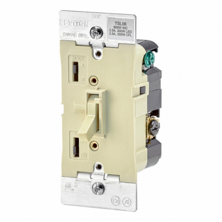 LEVITON TSL06-1LI Lighting Di mmer, CFL/Halogen/Incandescent/LED, 1-Pole/3-Way, 120V AC, Ivory | CR9HAK 791DX0