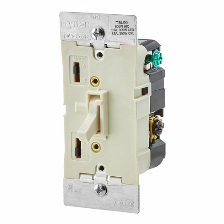 LEVITON TSL06-1LT Lighting Di mmer, CFL/Halogen/Incandescent/LED, 1-Pole/3-Way, 120V AC, Light Almond | CR9HAL 791DX1