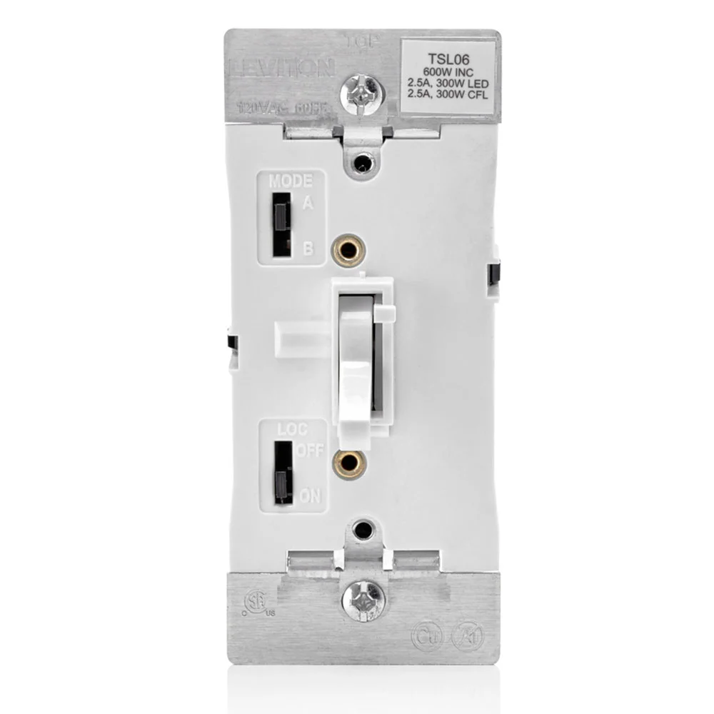 LEVITON TSL06-1LW Lighting Di mmer, CFL/Halogen/Incandescent/LED, 1-Pole/3-Way, 120V AC, White | CR9HAM 791DW9
