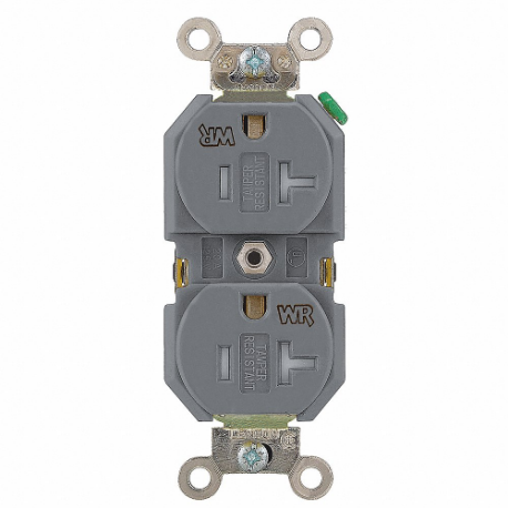 LEVITON TWR20-GY Receptacle, Duplex, 5-20R, 20 A, 125V AC, Gray, 2 Poles, Screw Terminals, Screw Terminals | CR9HWF 792UV5