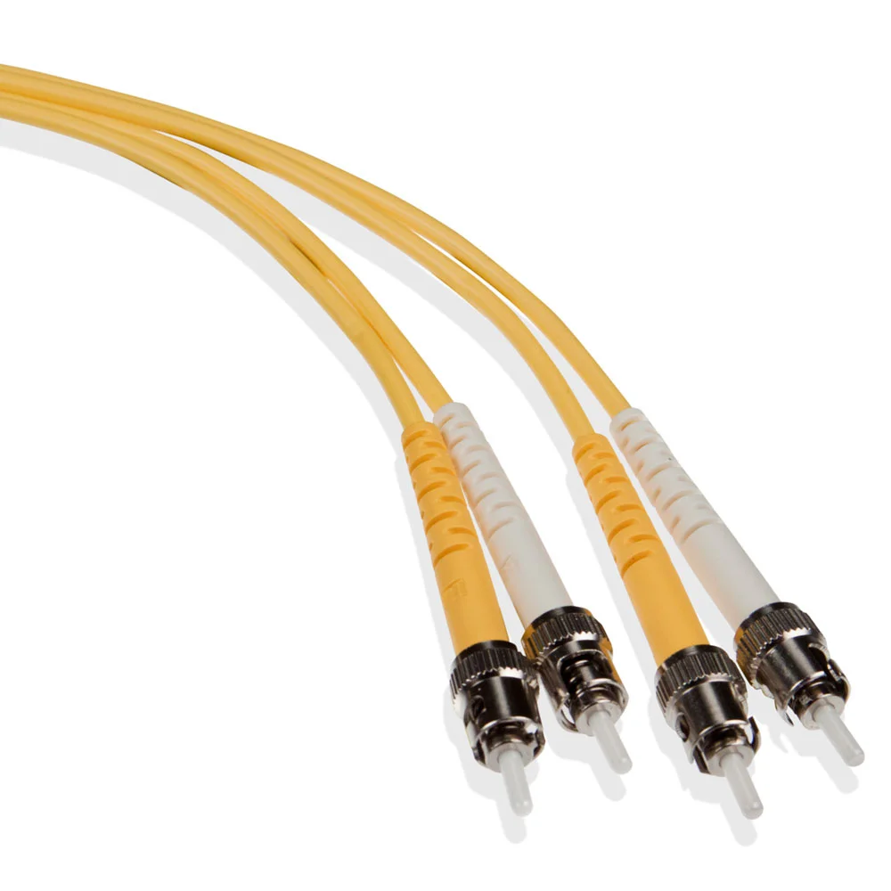 Economy Duplex Single Mode Fiber Optic Patch Cord, 2 Fiber, 9 um Core, 2 m L, Blue/White/Yellow