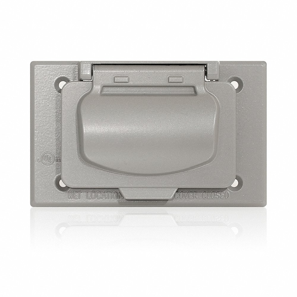 Weatherproof Cover, 4.7 in L x 2.95 in W x 0.98 in D, Aluminium, Gray
