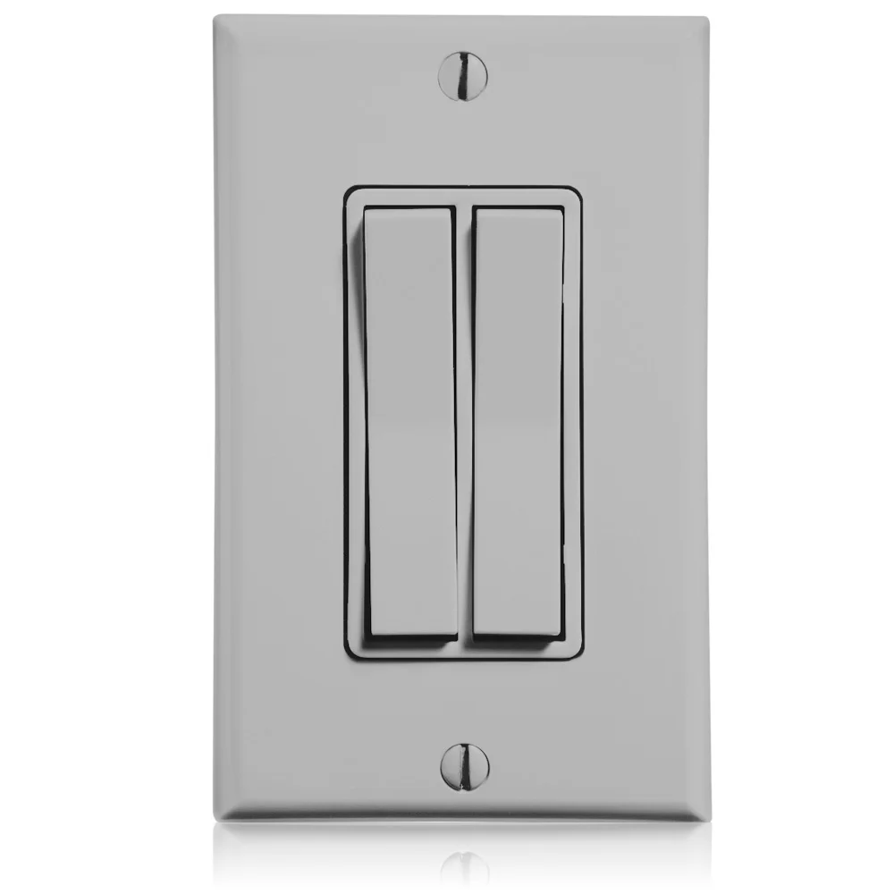 Self-Powered Wireless Remote Switch, 1-Gang, 2-Rocker, 902 mHz, Gray