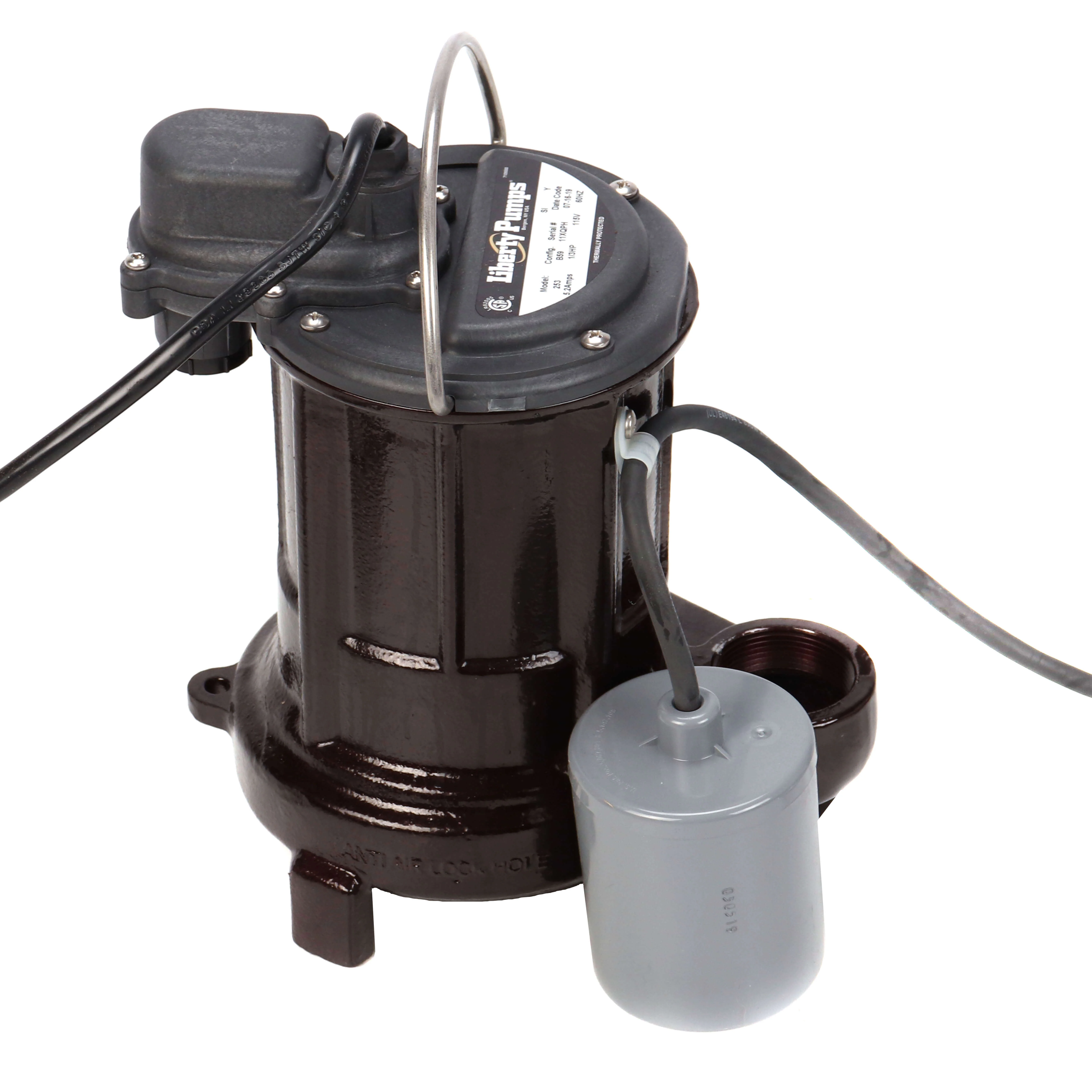 Submersible Effluent Pump With Float Switch, Auto, 0.33 HP, 115 V, 25 Ft. Cord