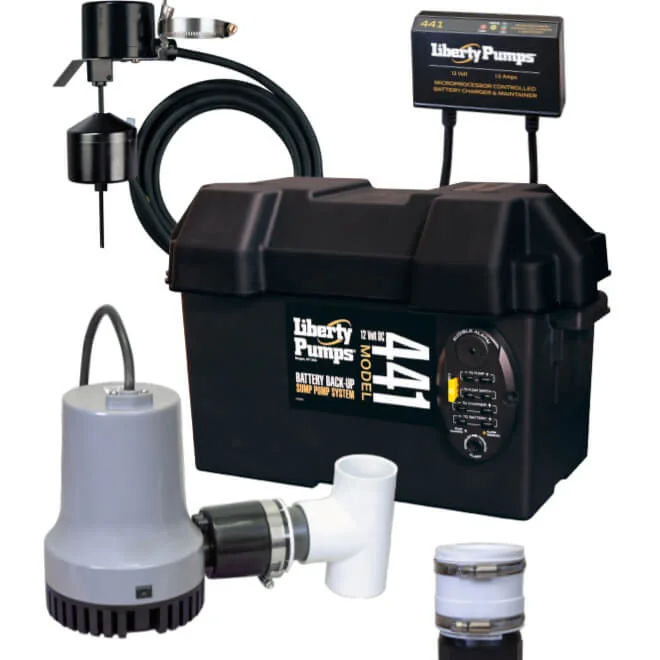 Battery Back Up Sump Pump System With Alarm, Auto, 12 V