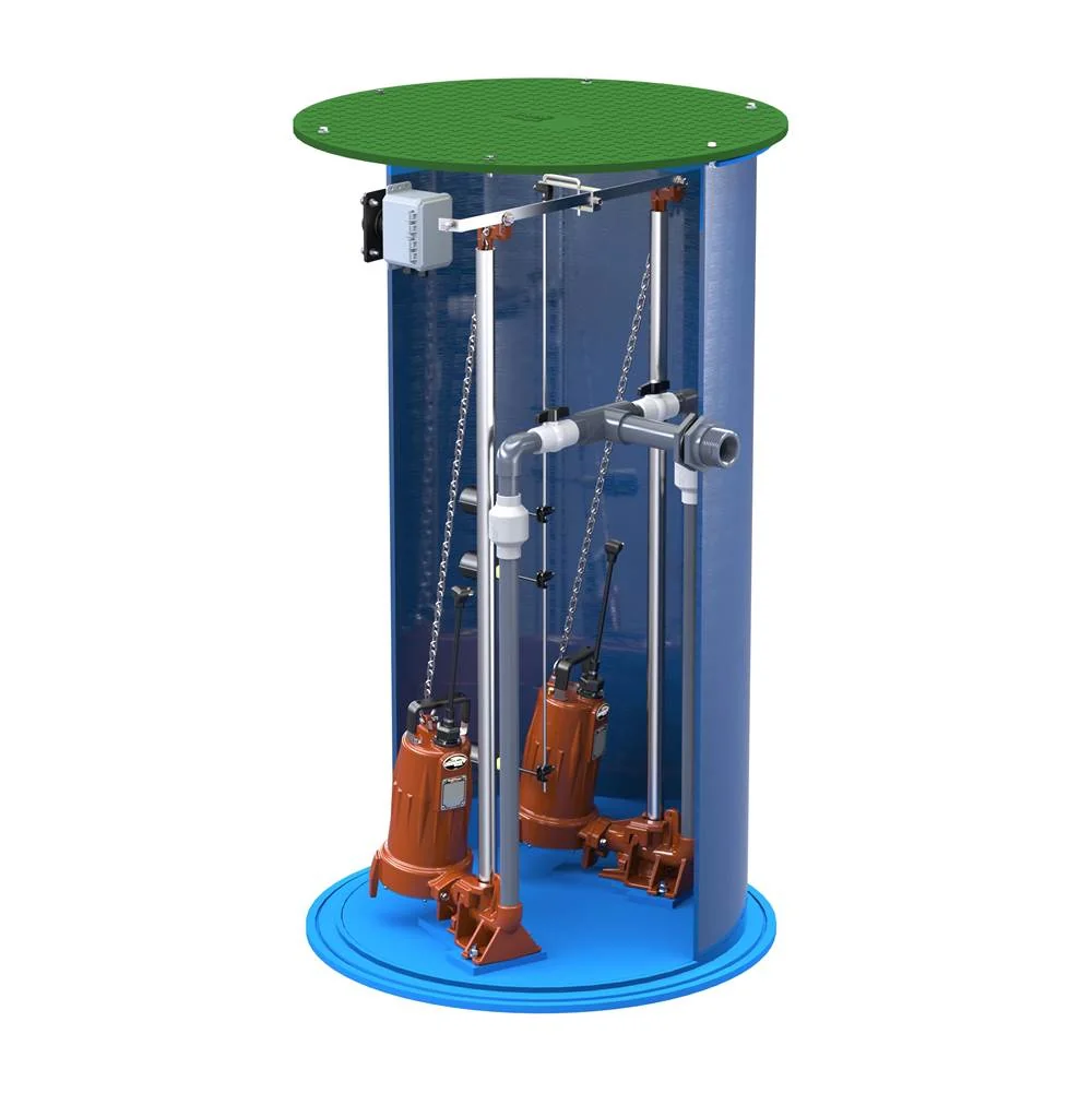 Single Stage Grinder Package With Float Switch, 2 HP, 575 V, 36 x 72 Inch Basin