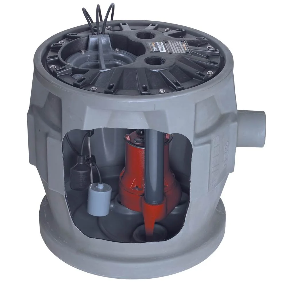 Sewage Pump System, 0.5 HP, 115 V, 3 Inch Discharge, 24 x 24 Inch Basin With ALM-2-EYE