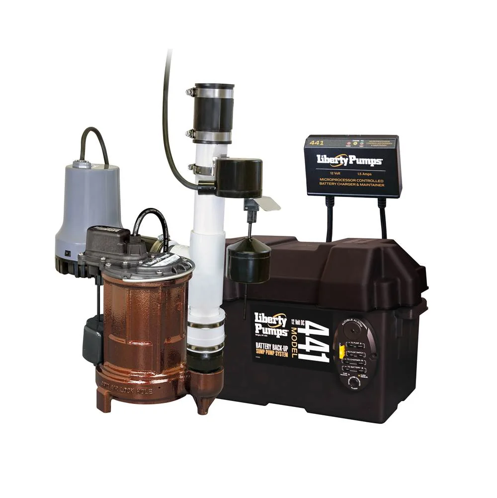 Battery Sump Pump Back Up System, 0.33 HP, 115 V and 12 V