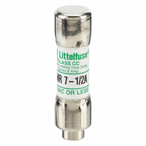 LITTELFUSE CCMR07.5 Fuse, Class CC, Time Delay, 7-1/2A, 250V DC, Cylindrical Body, Non-Indicating | CY3EBD