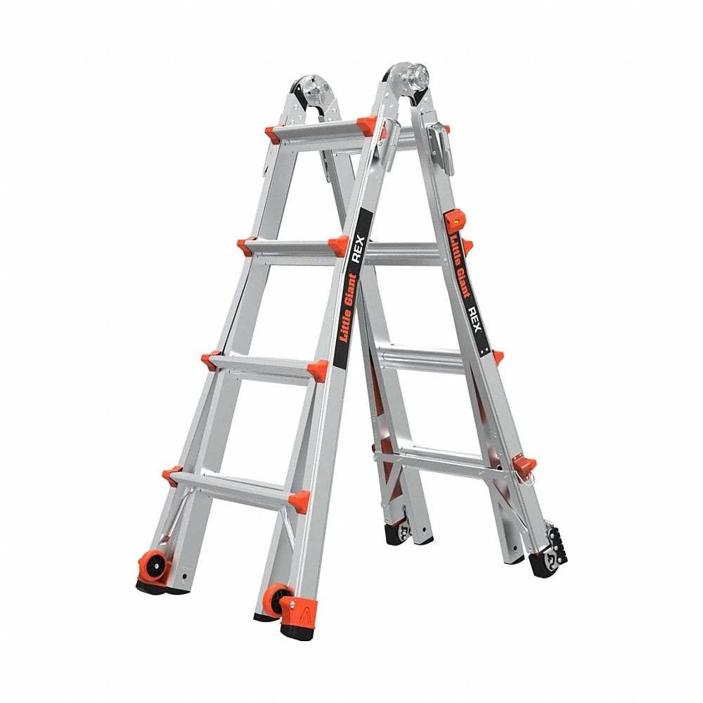 Combination Ladder, 6 Configurations, Aluminium, 375 lb Load Capacity, 53 lb Weight