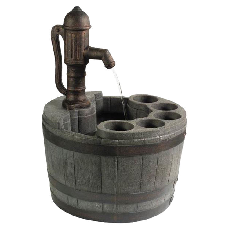 Whiskey Barrel Fountain, 15 gph, Plastic