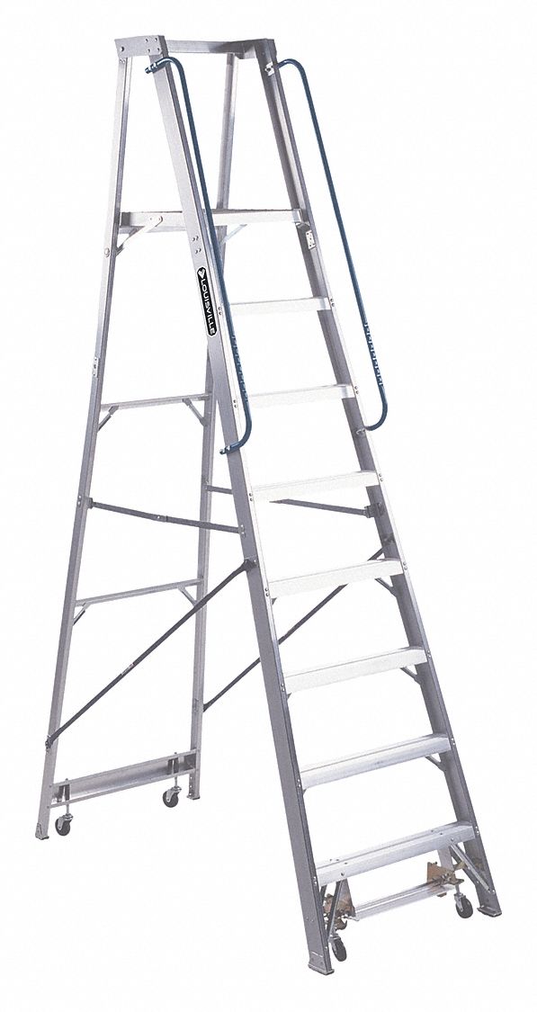 Platform Stepladder, 9 Ft. 6 Inch Ladder Height, 300 Lbs. Load Capacity, Aluminium