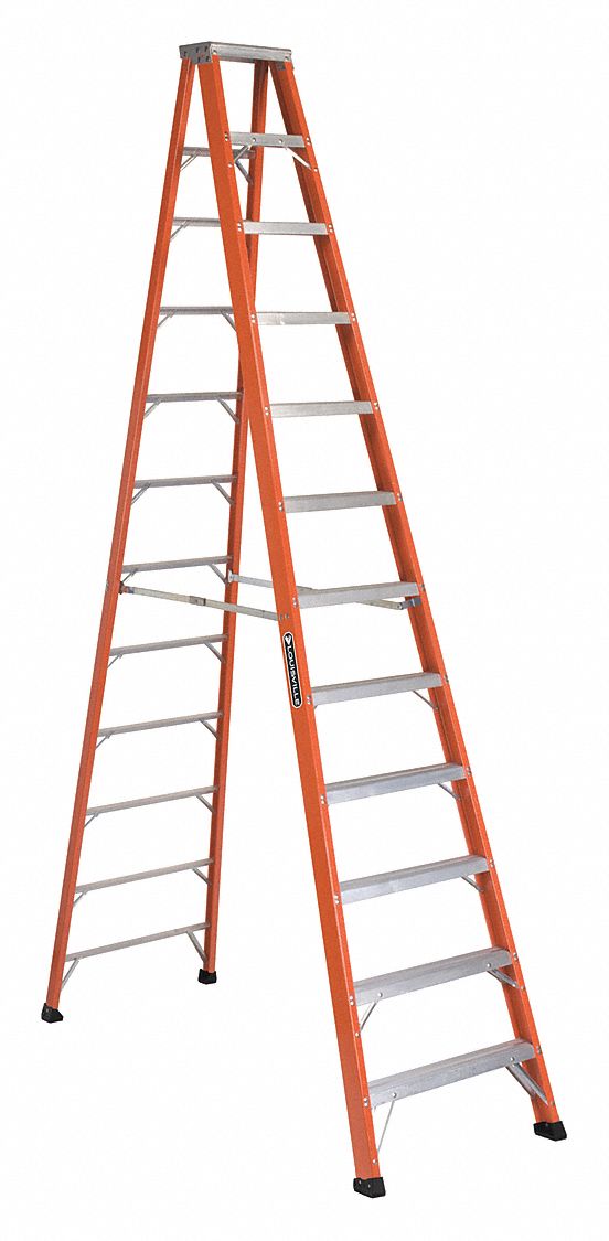 Stepladder, 12 Ft. Length, 375 Lbs. Load Capacity, Fiberglass