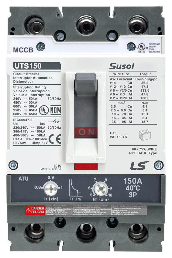 Molded Case Circuit Breaker, 3 Poles, 100 Amp, Fixed Thermal/Magnetic