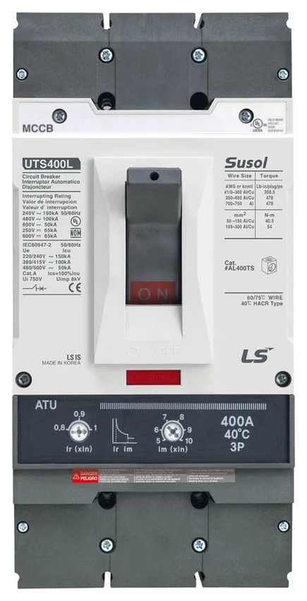 Molded Case Circuit Breaker, 3 Poles, 400 Amp, Adjustable Thermal Magnet