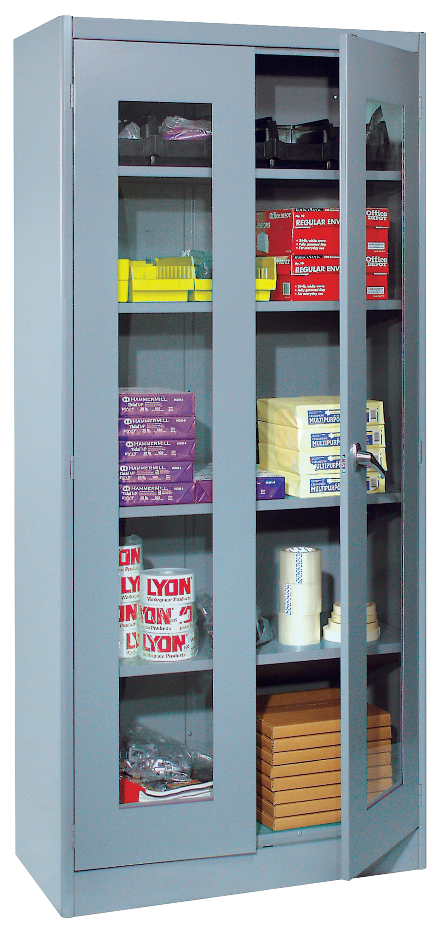 LYON DD1080V Visible Storage Cabinet, 4 Shelf, Assembled, Size 36 x 18 x 78 Inch, Gray | CE8ADF